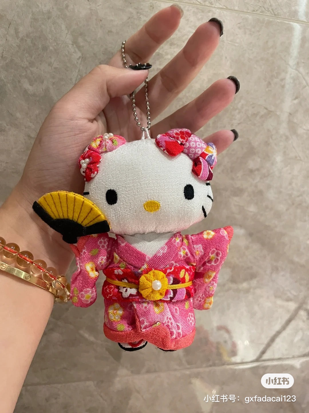 Hello kitty凯蒂猫|复古和服扇子挂件|约9×5×12cm
