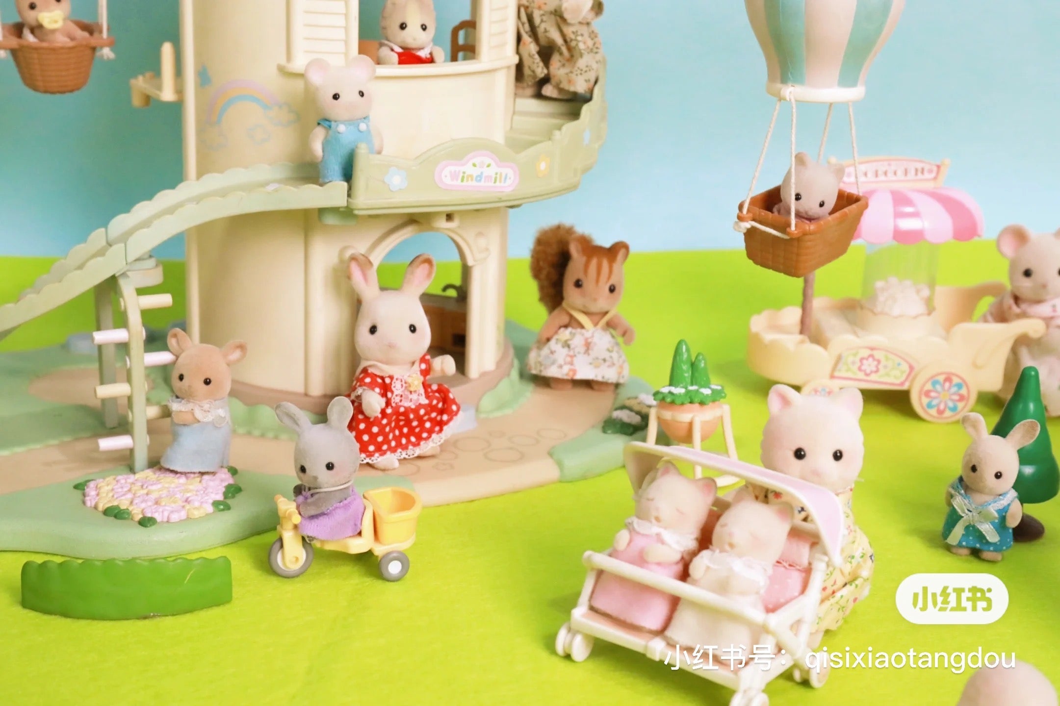 SylvanianFamilies森贝儿家族|Double Push Chair 带篷粉色双胞胎婴儿车/玩具/过家家4533