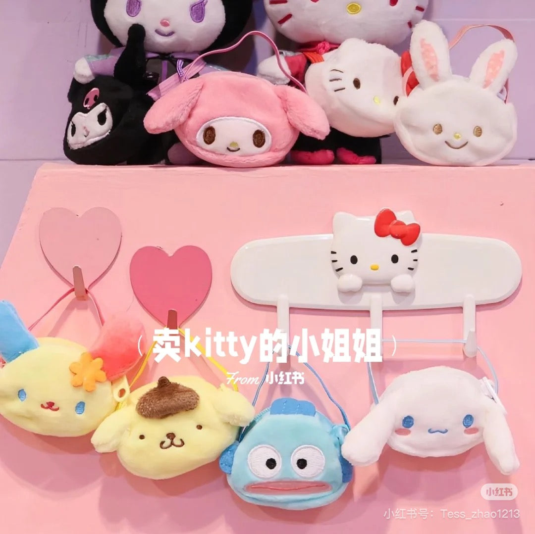 Sanrio三丽鸥|毛绒玩偶公仔斜挎包/脸型零钱包/迷你收纳包盲盒/全10种|1枚入
