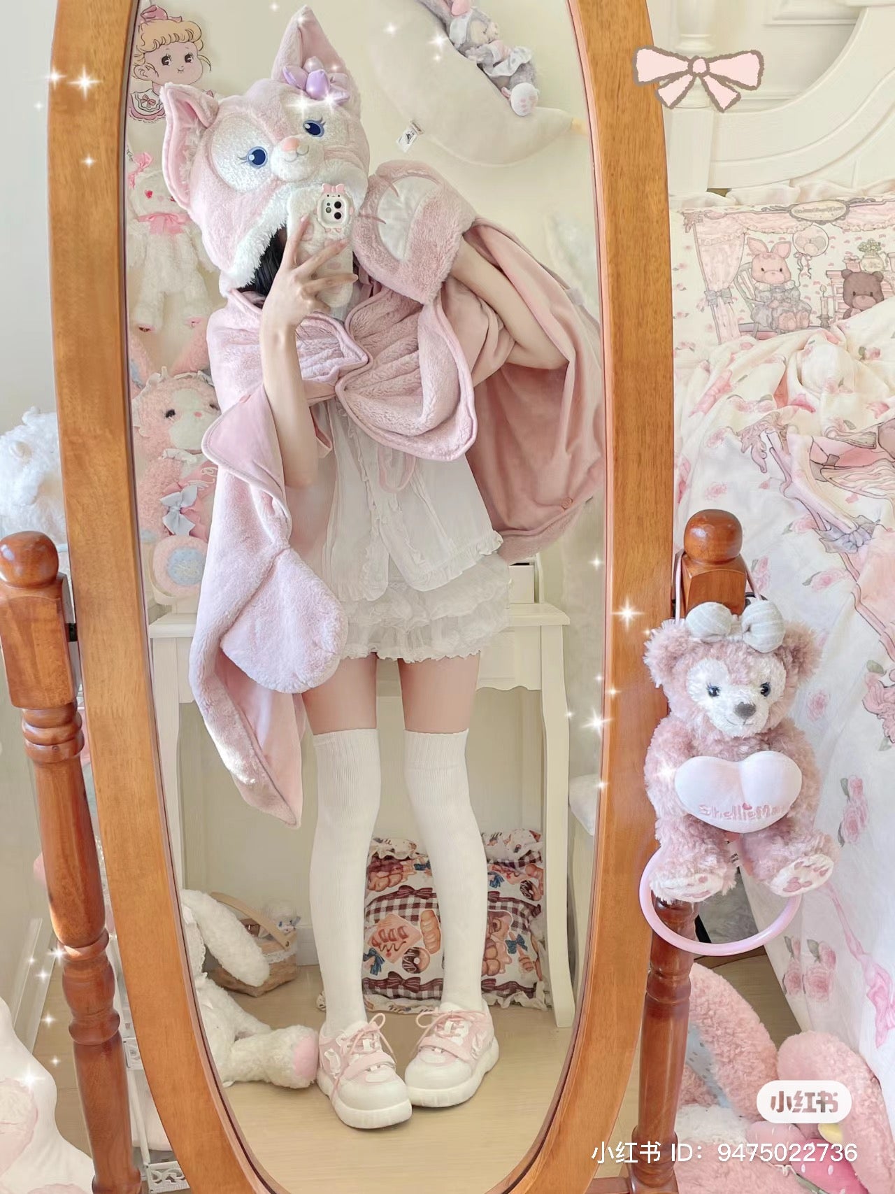 Disney SH|贝儿带帽超柔软毛毯/披毯/披风/斗篷