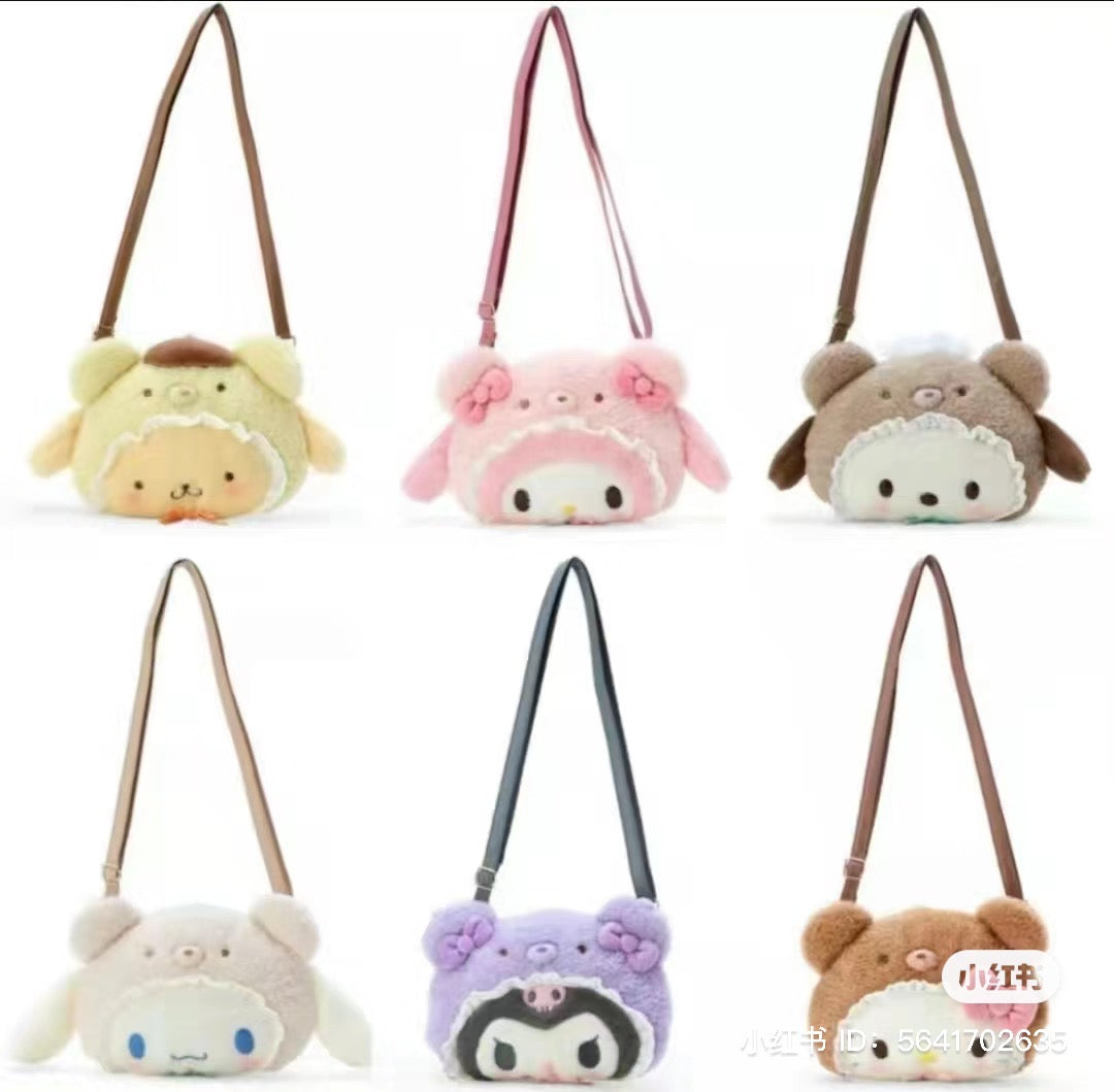 Sanrio|毛茸茸baby拿铁熊三代大头斜挎包|約幅30×奥行7×高さ17.5cm