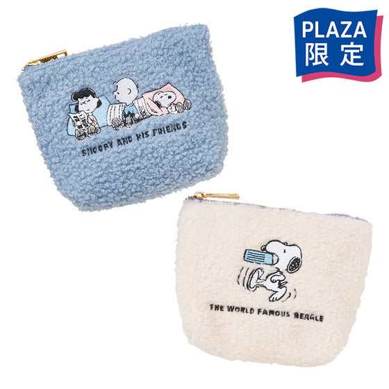 Snoopy|毛茸茸船型化妆包/收纳包/零钱包|約 W14×H10.5×D4cm