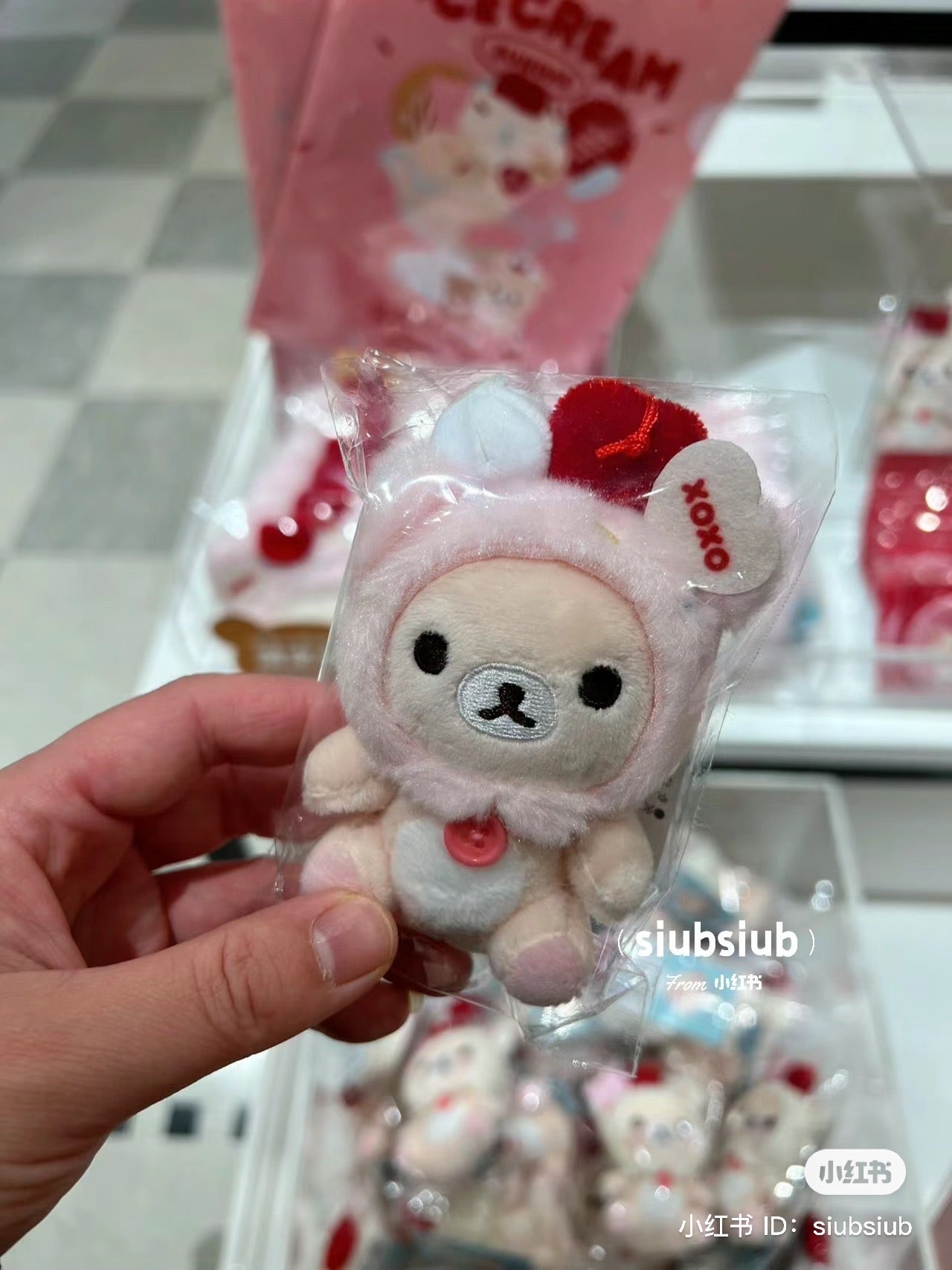Rilakkuma轻松熊|Etoile et Griotte限定樱桃奶昔小白熊mini玩偶/公仔