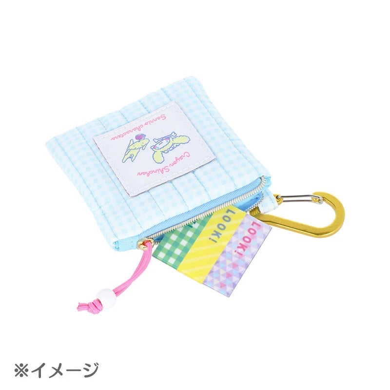 Sanrio三丽鸥|Sanrio × Crayon Shinchan Purse蓝格子小收纳包|約9.5×1×9.5cm