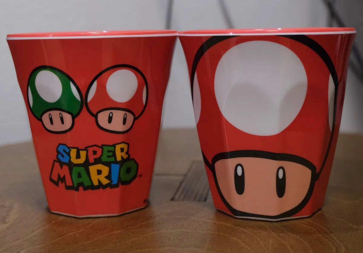 Nintendo|Mario Melamine Tumbler - Mushroom / Super Mario Brothers超级马里奥蘑菇头奇诺比奥树脂防摔漱口杯/水杯/正反两种图案|约88×90mm