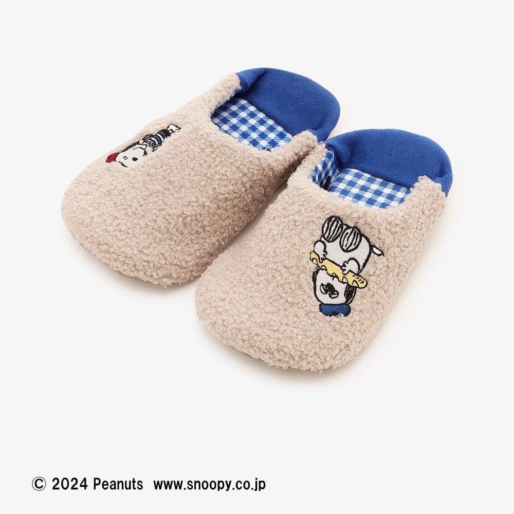 Snoopy史努比|PEANUTS x Afternoon Tea下午茶联名巴黎铁塔系列毛茸茸刺绣图案家居拖鞋|约外底26厘米/宽10厘米