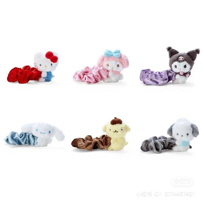 Sanrio|毛绒绒丝绸感角色发圈/发绳/头绳/也可在手腕做装饰|1枚