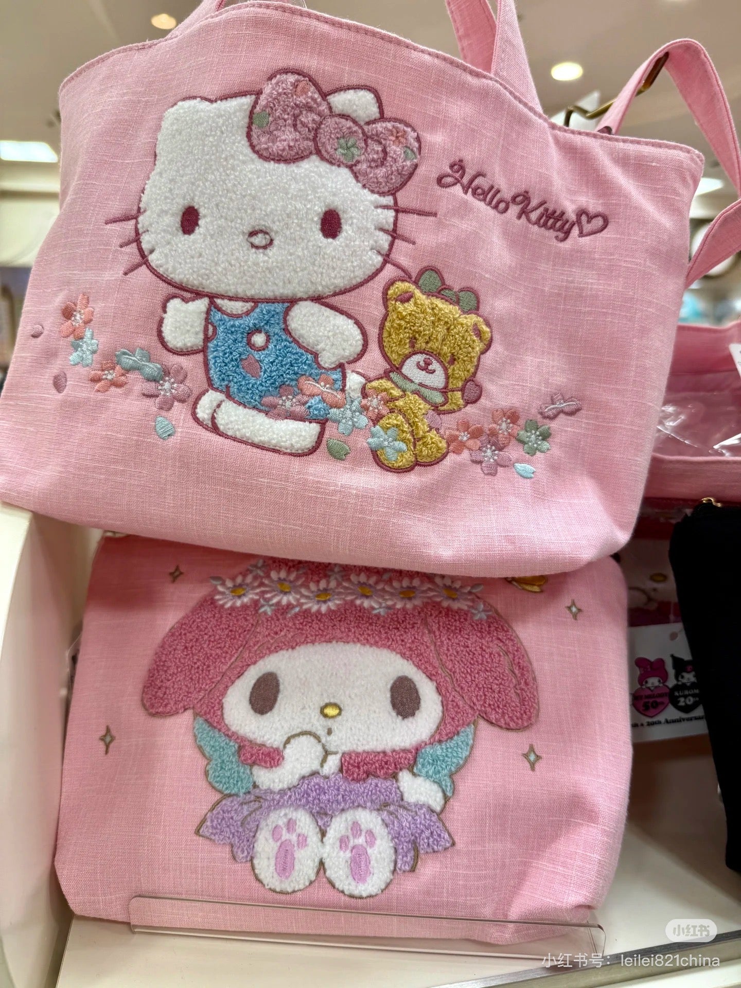 Sanrio|Hello Kitty Tiny Chum Pink Flower Mini Tote Bag|340×200×120mm approx.✔️