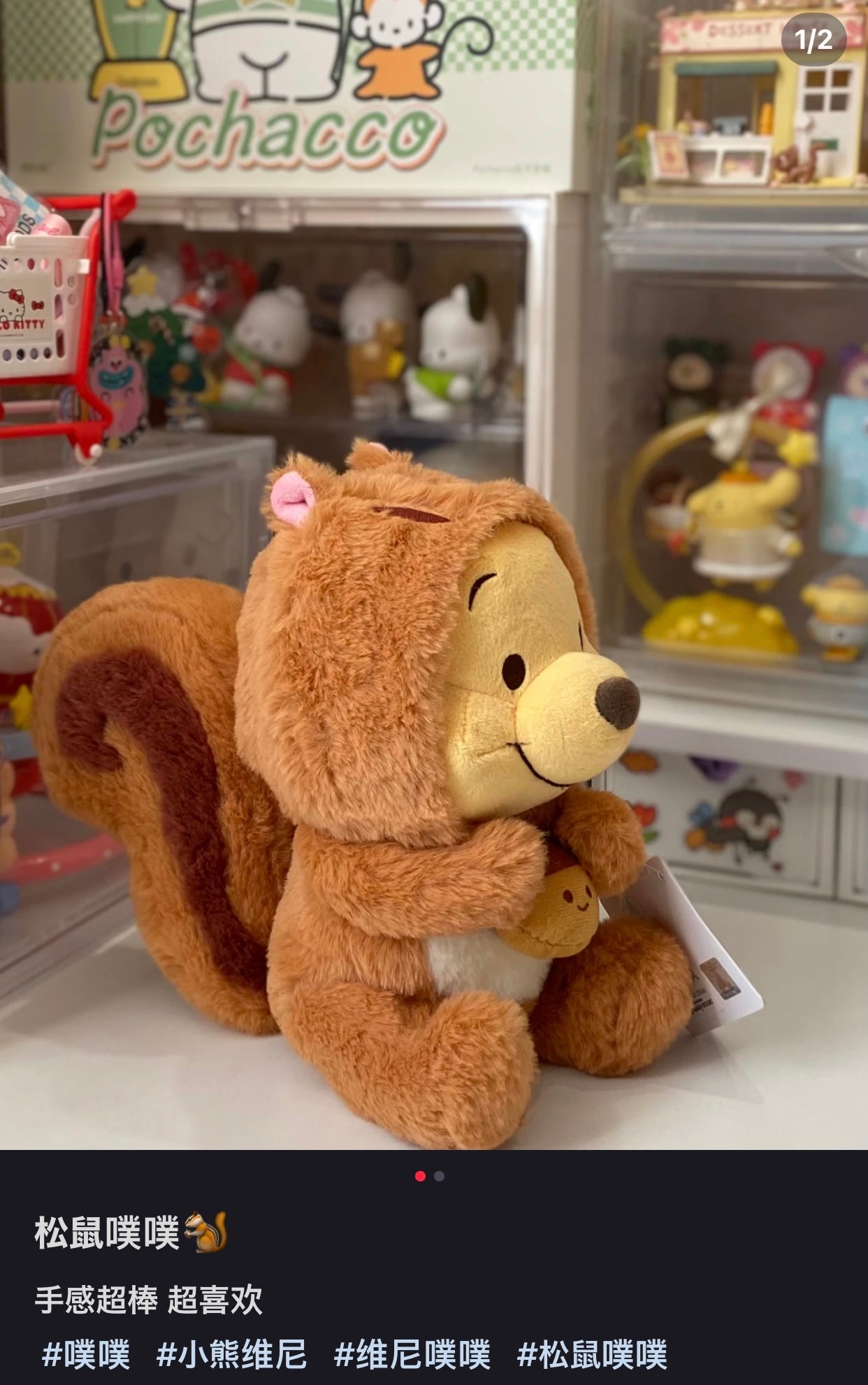 Disney SH|松鼠噗噗/维尼公仔/玩偶/帽帽可脱|S号