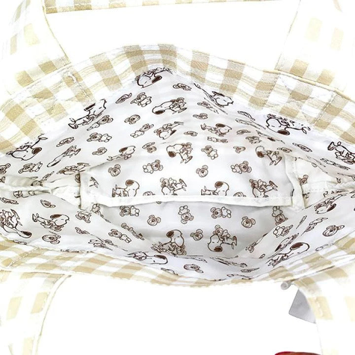 Snoopy|抱泰迪熊系列刺绣托特包/收纳包/可爱满印内里|約30cm×10cm×20cm