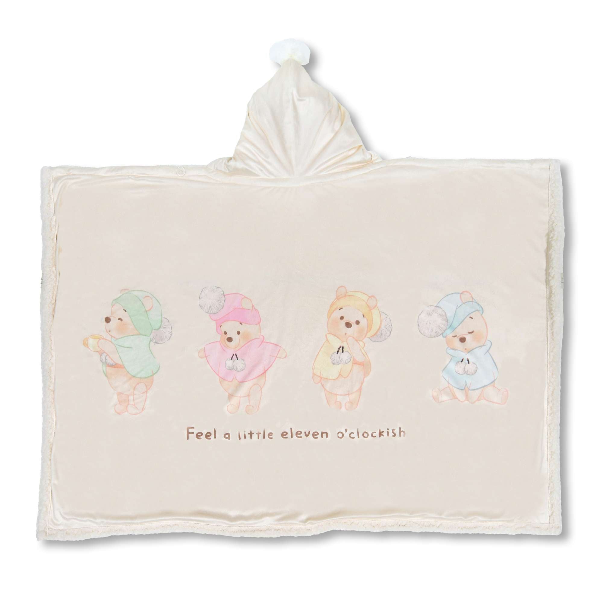 Disney迪士尼|Winnie the Pooh Fruit Latte Color White Pooh东迪冬日限定水果拿铁色睡衣睡帽斗篷系列噗噗维尼超柔软连帽穿戴毛毯/可收纳|约166cm