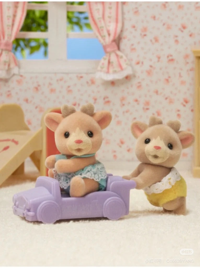 SylvanianFamilies森贝儿家族|Reindeer Twins驯鹿家族雪橇双胞胎推车套组/玩具/过家家5693
