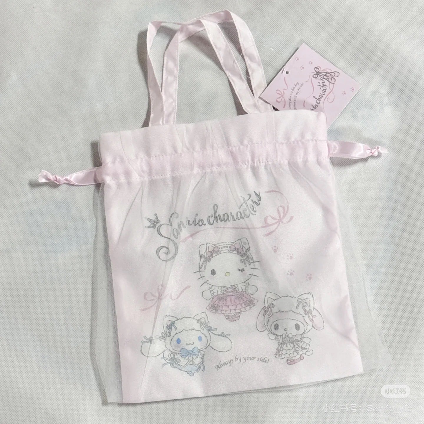 Sanrio|Handled Pouch White Cat Ballerina|21×0.5×24cm approx.