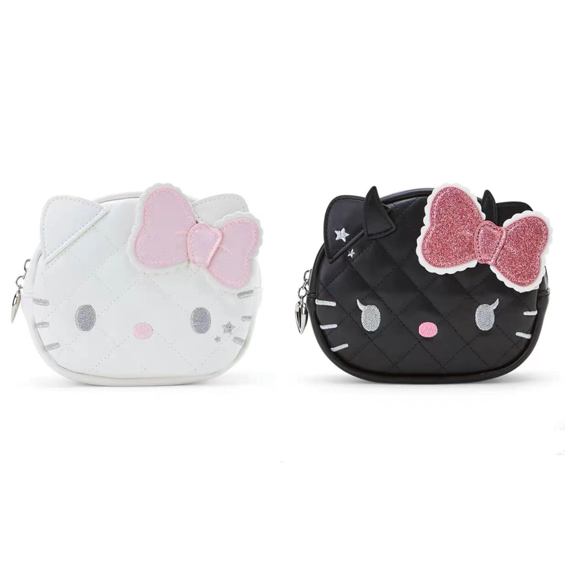 Hello kitty凯蒂猫|Sanrio Hello Kitty Face-Shaped Pouch / Angel and Little Devil天使恶魔手拿小包/背面有小翅膀|约 20.1 x 18.1 x 8.0cm