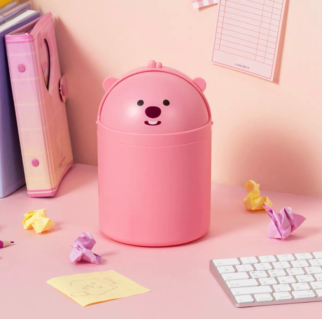 Loopy小海狸|粉色露比带盖桌面小垃圾桶