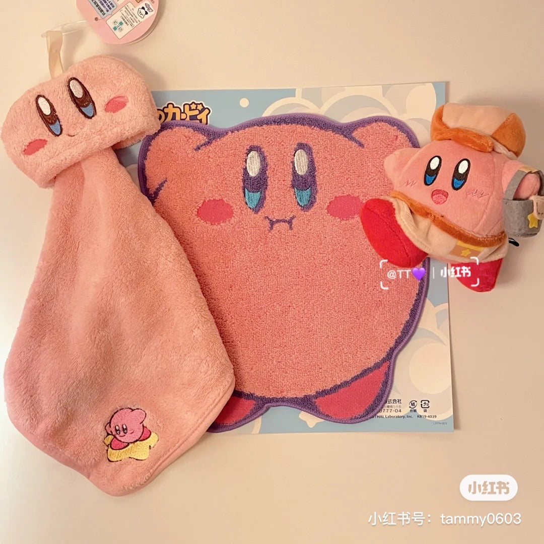 Kirby星之卡比|粉色微笑卡比擦手巾/可收纳毛巾|约9×12cm