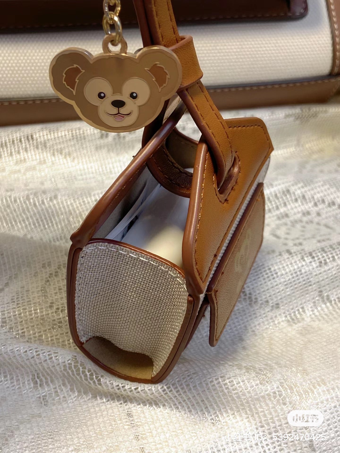 Disney SH|duffy达菲皮质感小包包/ipods pro耳机包钥匙扣/挂件