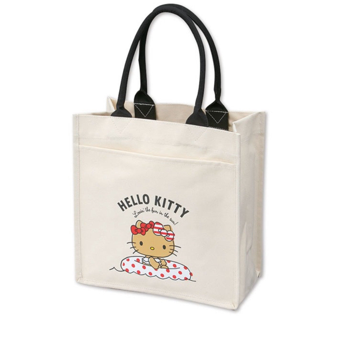 Sanrio三丽鸥|Avail联名黑皮hello kitty白色帆布包/单肩包