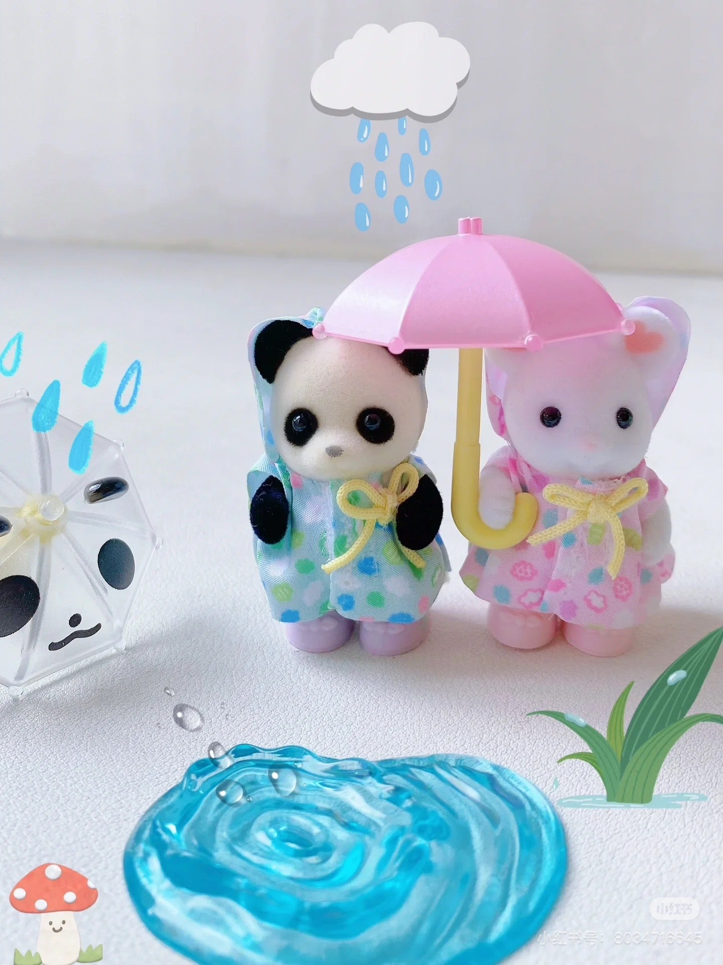 SylvanianFamilies森贝儿家族|Rainy Day Friends幼儿园伙伴雨天套组/玩具/过家家5748