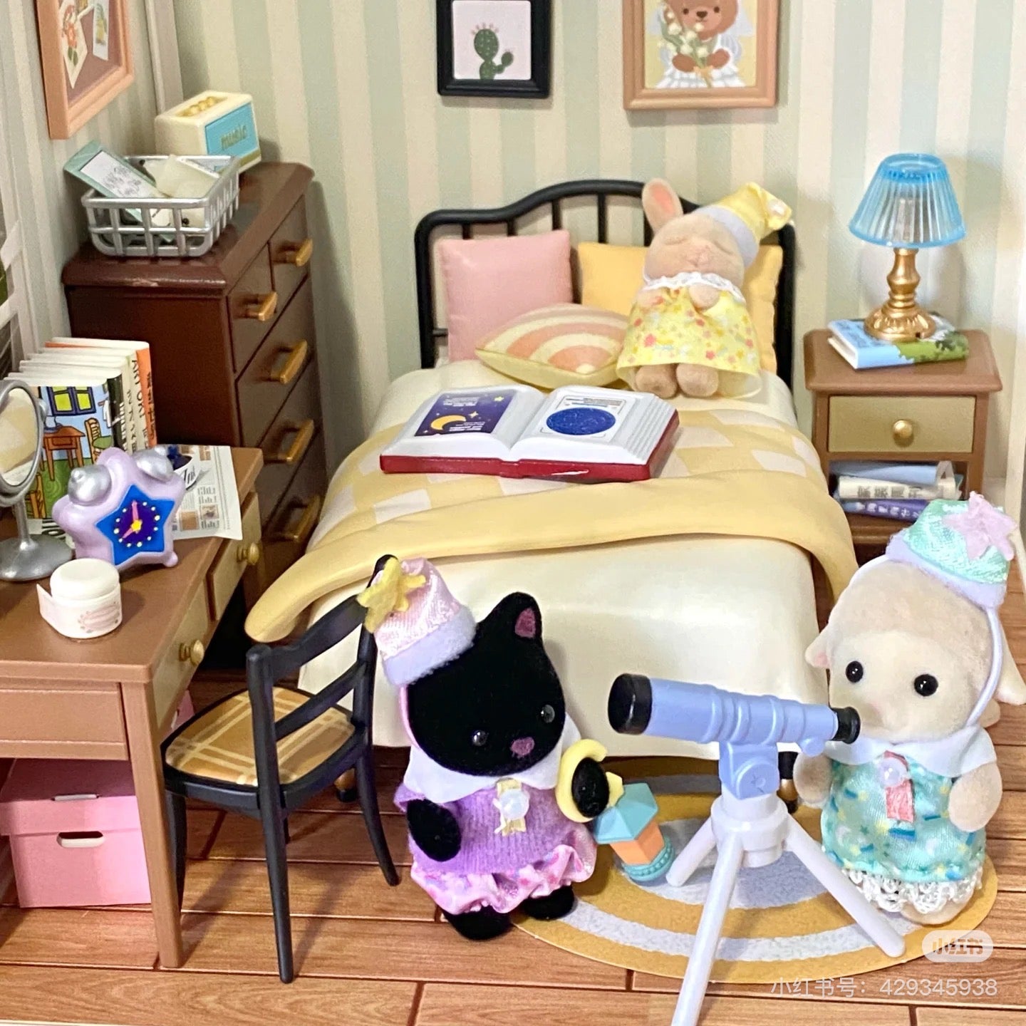 SylvanianFamilies森贝儿家族|Nursery Friends Sleepover Party Trio幼儿园伙伴睡前派对套组/玩具/过家家5750