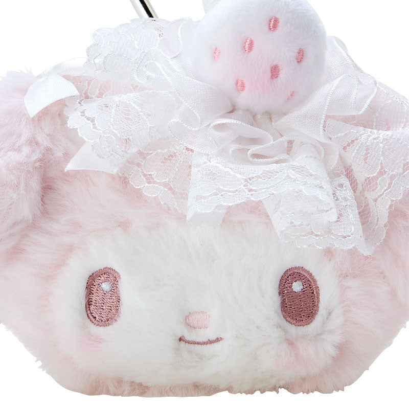 Sanrio|美乐蒂生日限定淡雪白莓系列爱心扣毛茸茸角色大头小包|约14 x 6 x 11 cm