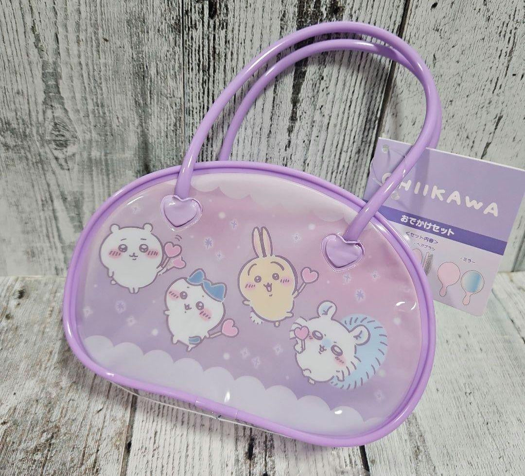 chiikawa吉伊卡哇|梳子镜子+PVC可爱图案手提收纳包套装/正反面都可爱|约H110×W160×D60mm