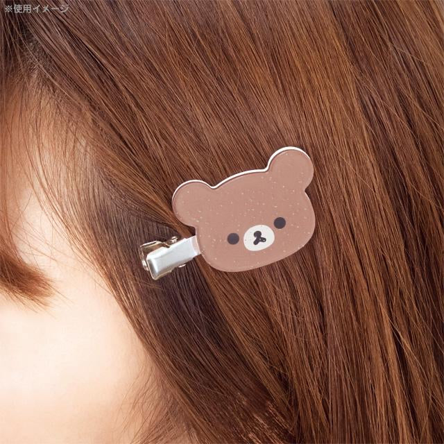 Rilakkuma轻松熊|2枚不同角色透明碎闪可爱发夹|2枚入|約H110×W75mm