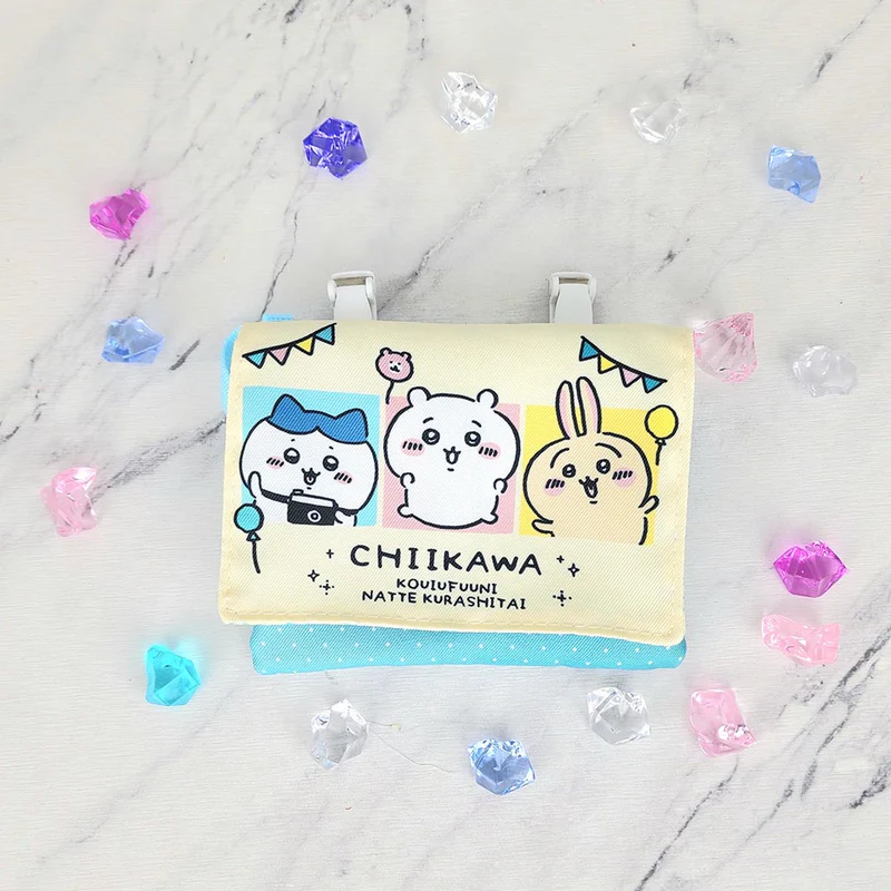 Chiikawa 吉伊卡哇|可勾夹式收纳包/外出便携包/可别在衣服上|約H120×W143mm