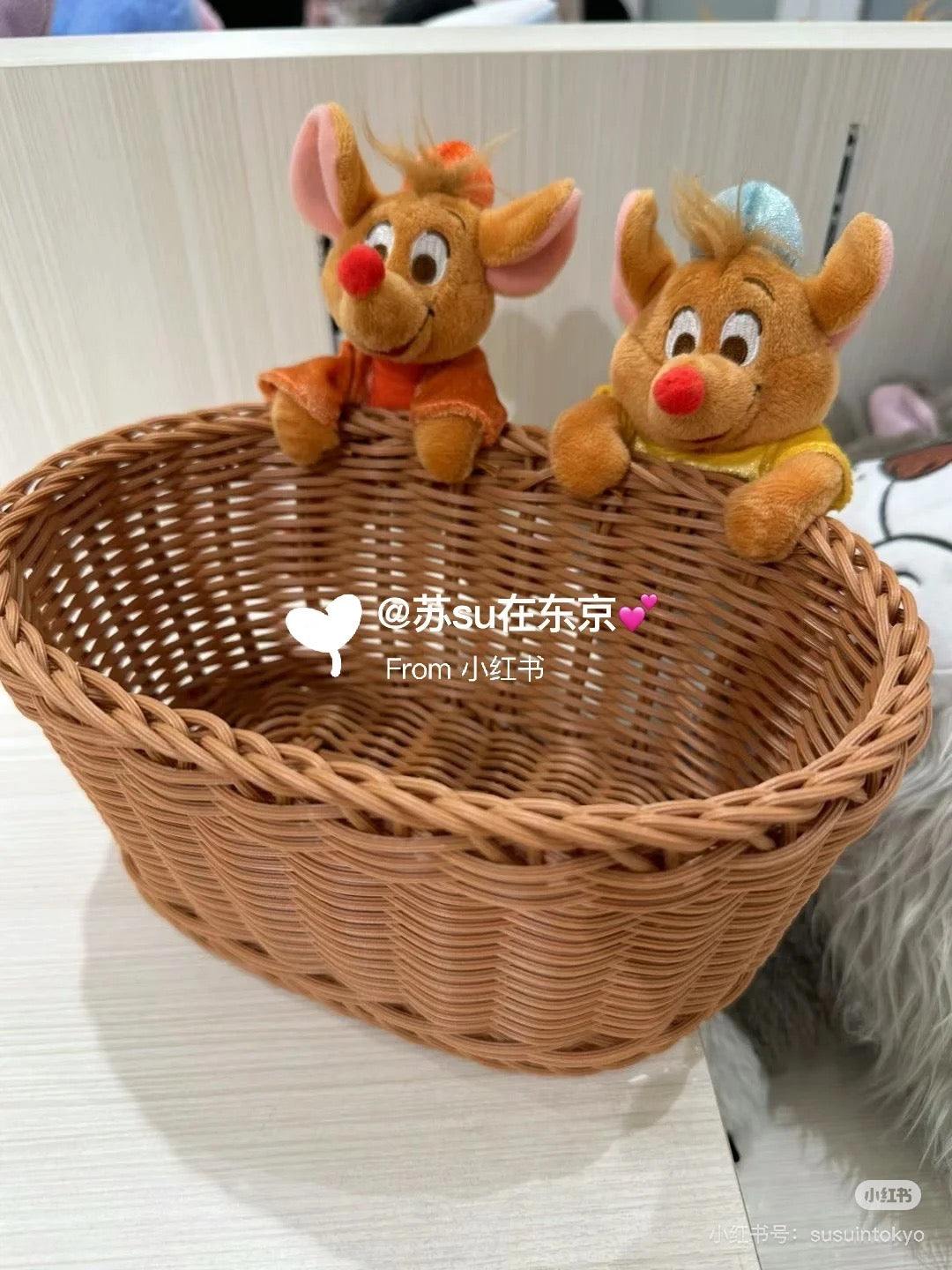 Disney迪士尼|Interior Animal x Jag &Gus The Mouse Basket东迪《灰姑娘》的朋友小老鼠毛绒玩偶收纳筐|约高 18.5 x 宽 22.5 x 深 20 (cm)