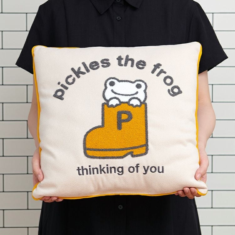 Pickles Frog泡菜蛙|可爱刺绣毛呢大抱枕|约H40×W40×D15cm