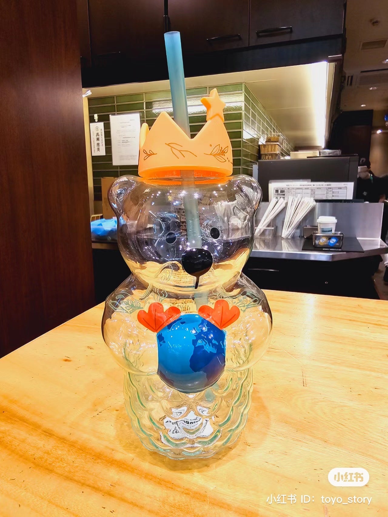 Starbucks日本星巴克|美人鱼系列星巴克熊大容量耐热玻璃吸管杯|591ml