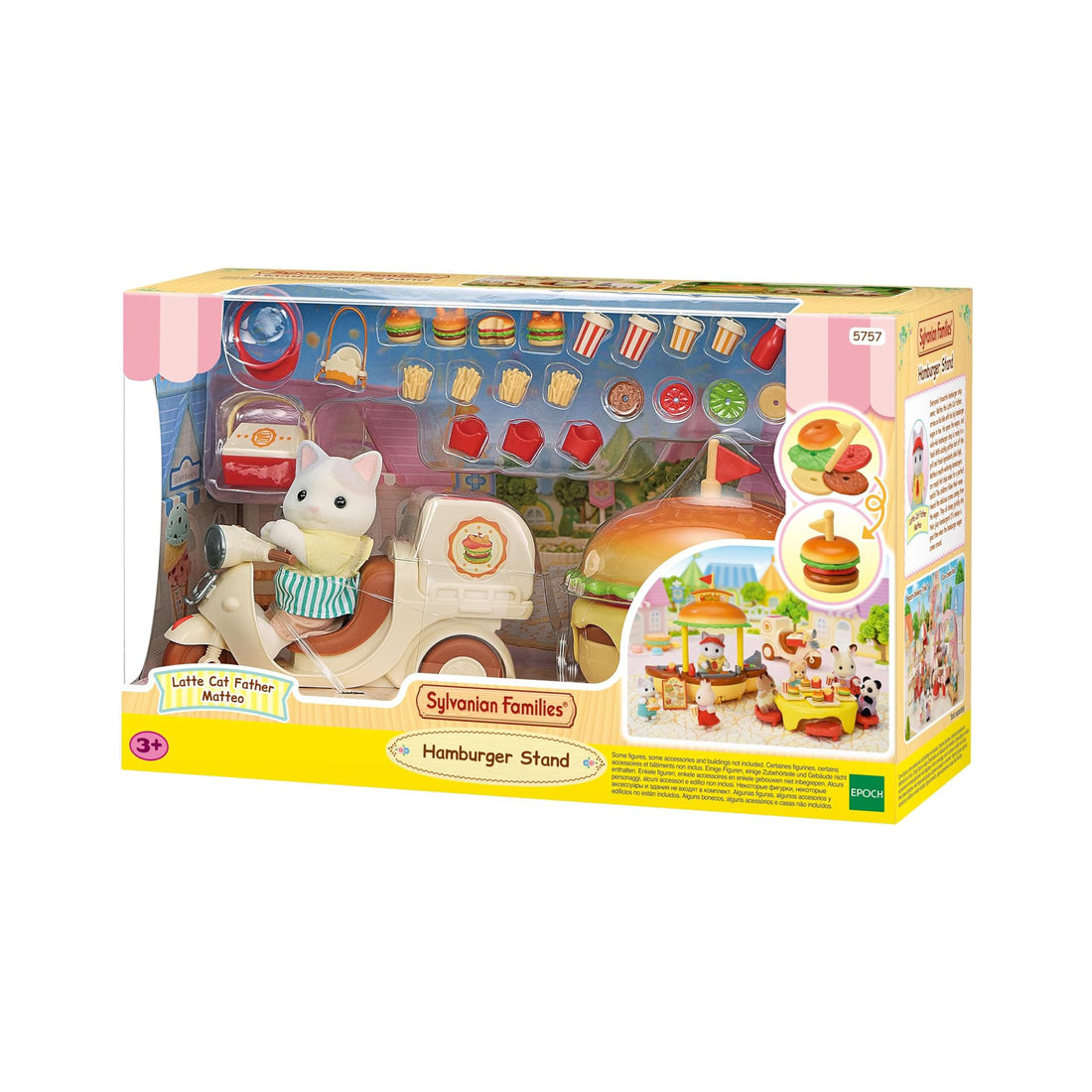 SylvanianFamilies森贝儿家族|Hamburger Stand拿铁猫汉堡外卖车套组/玩具/过家家5757