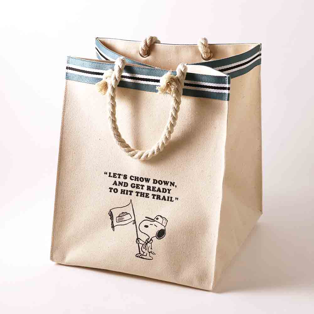 Snoopy|Hit the Trail限定Beagle Scout 绳结帆布托特包/大容量购物袋|约W300×H350×D300㎜