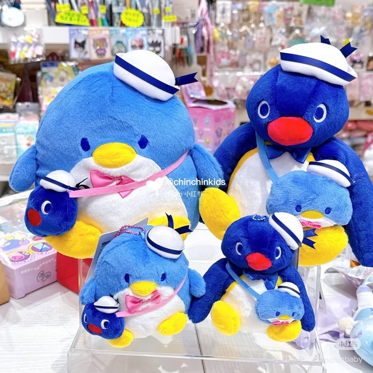 Sanrio|Tuxedosam x Pingu 45th Anniversary Mascot Holder /Plush Keychain|10.0 x 12.0 x 11.0cm approx.