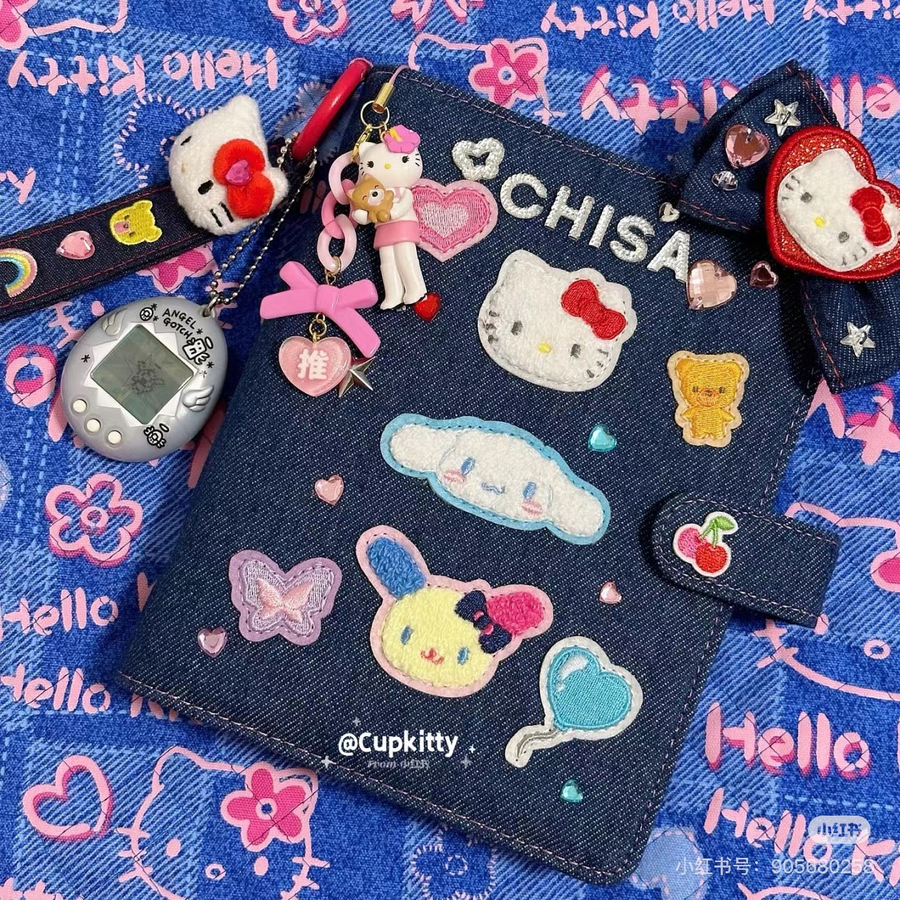 Sanrio三丽鸥|Binder Characters 6-Hole A6 Notebook Size Card Storage Clear 2-Tier Pocket/Denim Patch牛仔丹宁贴布系列活页相册/卡片收纳册/正反面不同图案|约21.2 x 20.0 x 5.2cm