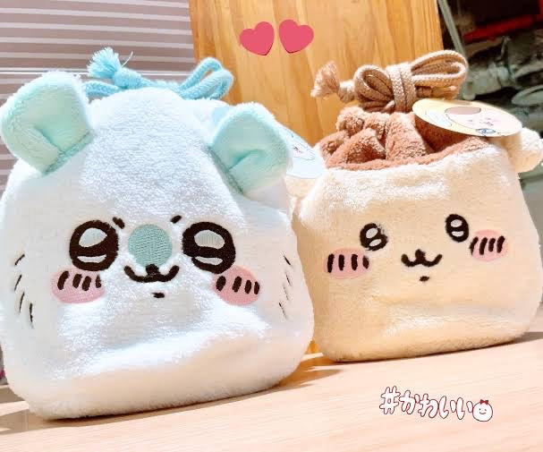 Chiikawa 吉伊卡哇|毛茸茸角色大头巾着/束口袋/防水内里|約W160×H160×D10mm