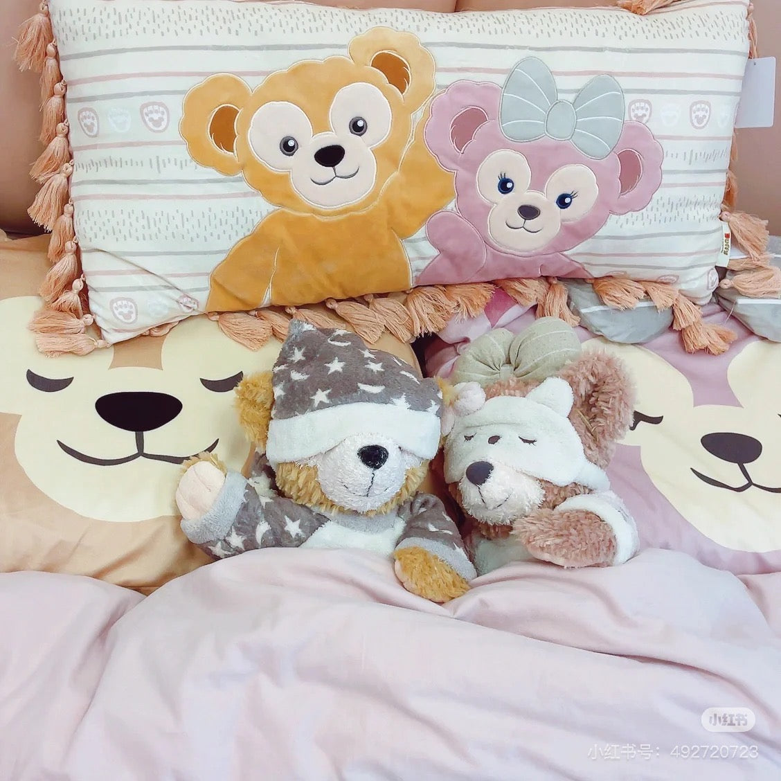 Disney SH|达菲雪莉玫流苏绒面长方形抱枕/靠枕/正反面都可爱