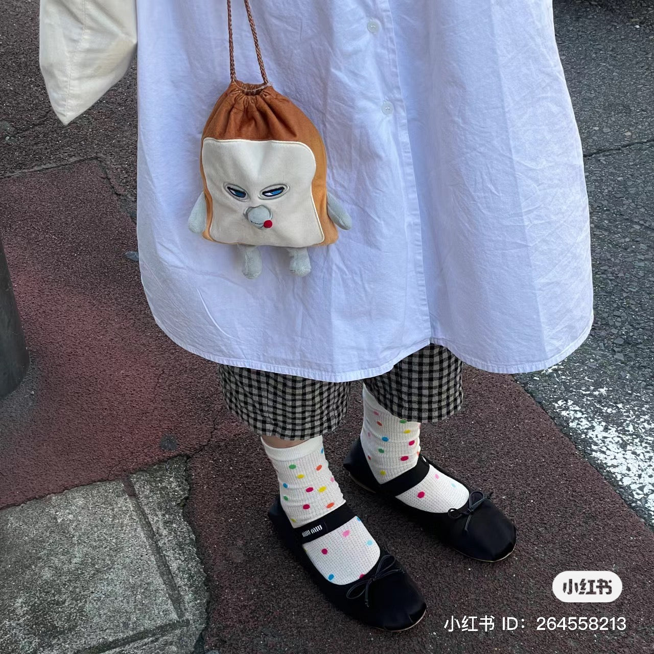 hobonichi|面包小偷吐司形状巾着包/束口袋/收纳袋/防水内里设计|约21cm×17cm×1cm