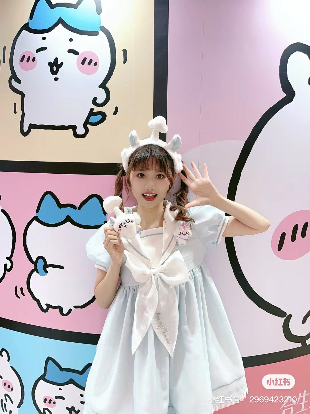 Chiikawa 吉伊卡哇|寄生飞鼠造型毛绒发带|約H90×W70×D55mm