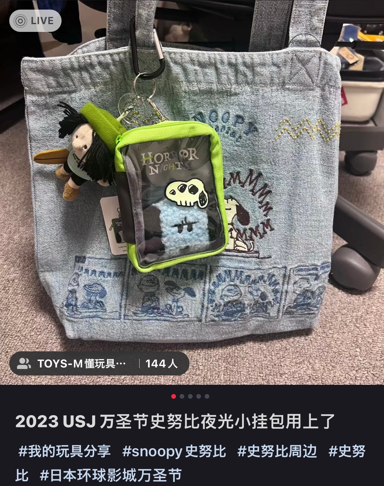 Snoopy|usj万圣节限定史努比透明收纳包/衣服会夜光