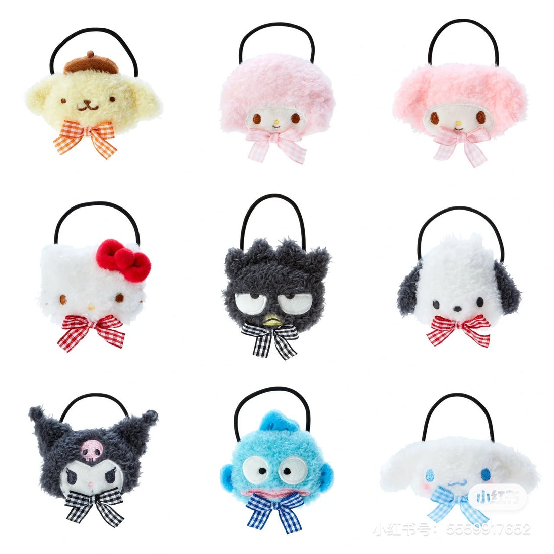 Sanrio|角色大头毛绒绒发绳/头绳|1枚/7.5 x 6 x 2.5cm