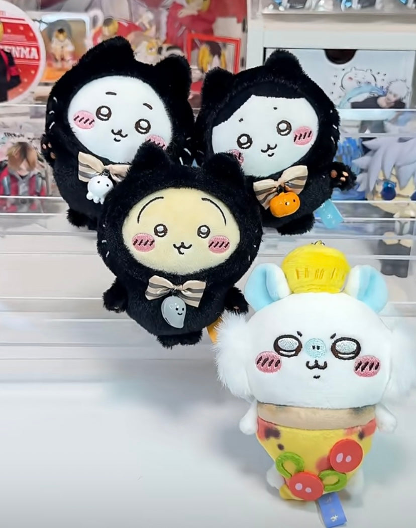 Chiikawa 吉伊卡哇|Plush Keychain Usagi Black Cat Ver万圣节限定黑猫毛绒玩偶挂件/包挂/铃铛会响很可爱|约H120×W85×D70mm