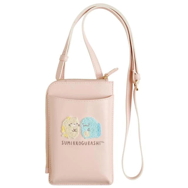 Sumikko gurashi角落生物|刺绣图案软皮质多功能手机包/斜背包|約185×115×35mm