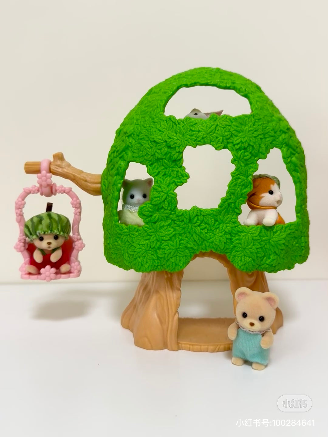 SylvanianFamilies森贝儿家族|Baby Tree House-Striped Cat 幼儿园小树屋+三纹猫站宝套组/玩具/过家家5318