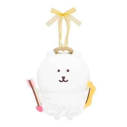 Nagano|Joker Bear Christmas Fluffy Angel Mascot Holder /Plush Keychain| 120mm H x 95mm W x 55mm D approx.