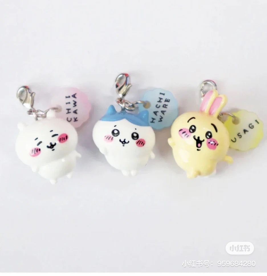 Chiikawa 吉伊卡哇|新款拉链扣/可爱mini角色吊饰/钥匙扣/3小只一组|约 H26 x W21.5 x D20mm