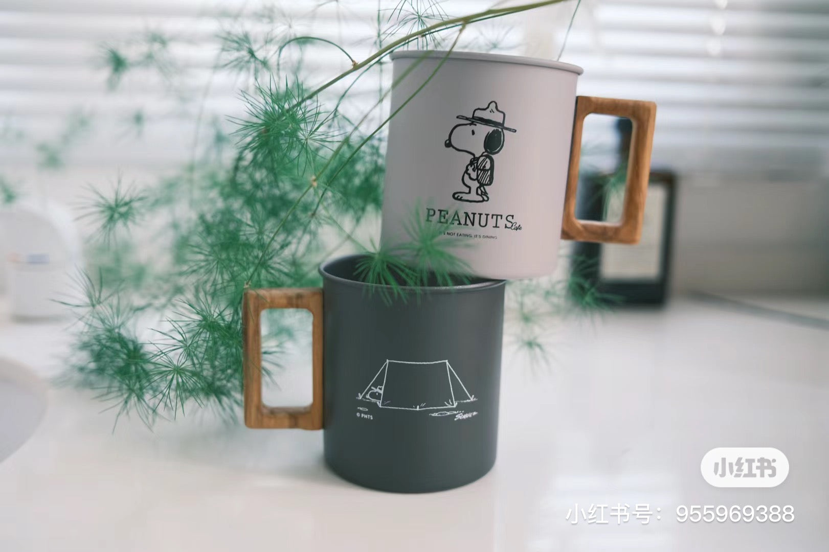 Snoopy|All day cafe限定质感木柄保温杯/桌面杯/野营杯|300ML