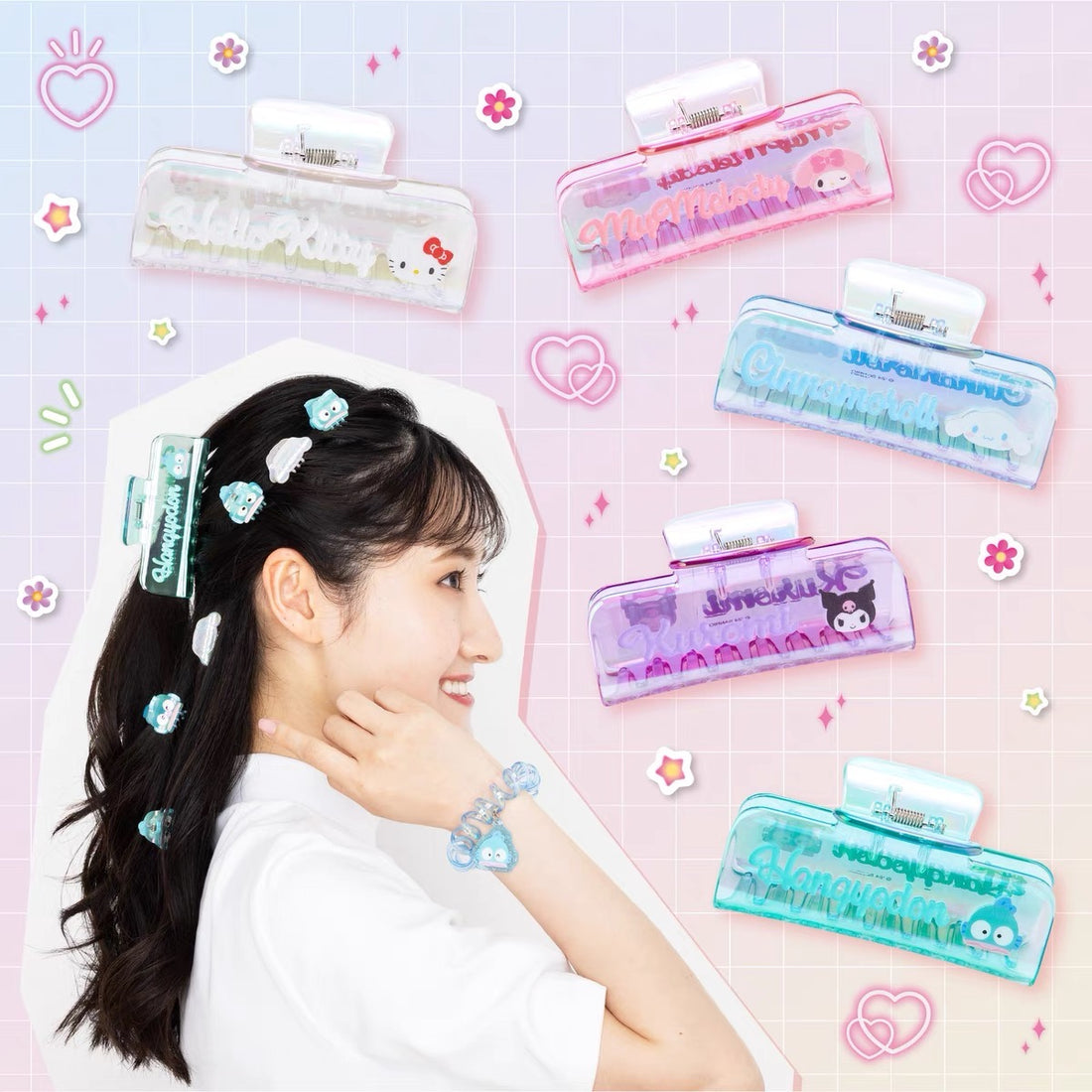 Sanrio|多角色偏光鲨鱼夹/发夹|约0.2×4.4×4.5cm