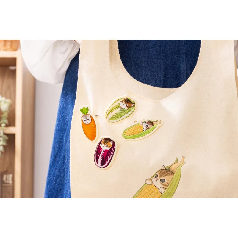 Mofusand|Mofumofu Marche Sleeping Acrylic Badge - Vegetable Cat|65×33×15mm approx.