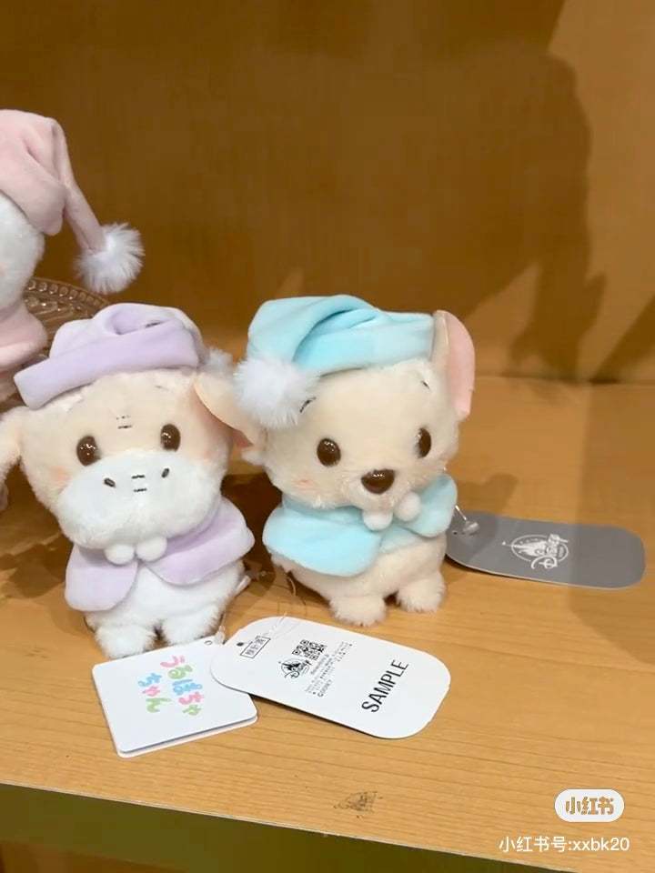 Disney迪士尼|Winnie the Pooh Urupocha-chan Plush Doll Fruit Latte Color东迪冬日限定水果拿铁色睡衣睡帽斗篷系列豆豆眼毛绒小玩偶/公仔摆件|约H11.5×W10.5×D7.5cm